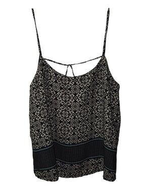 Caren Forbes Black Geometric Sleeveless Blouse Large